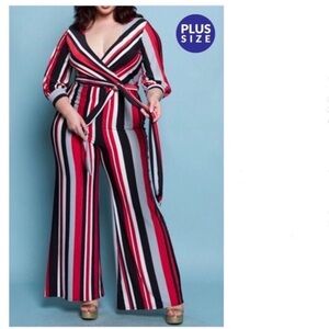 Quum | Famously Pinstriped Plus Size Jumpsuit​